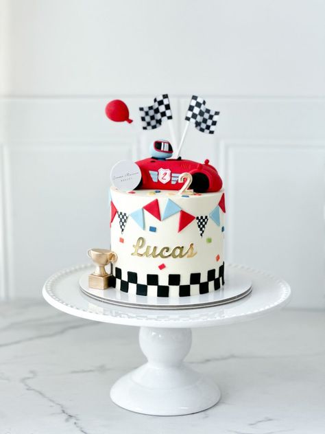 Racing Car Cake, Two Fast Two Furious, Car Cakes For Boys, Racing Cake, Cars Theme Cake, Second Birthday Cakes, Customised Cakes, Race Car Cakes, 2nd Birthday Party For Boys