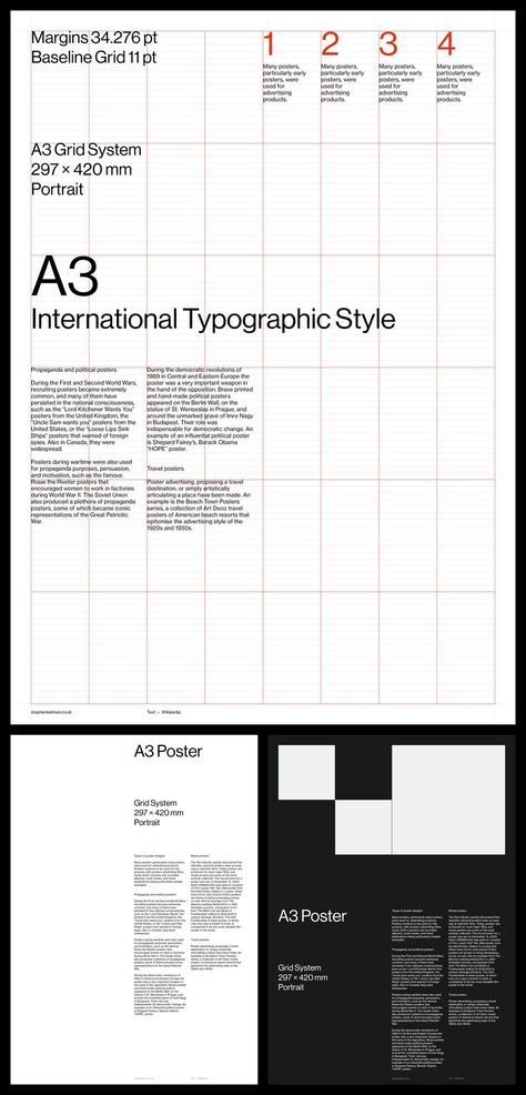 A3 International Typographic Style Poster Grid System InDesign Modular Grid Poster, Swiss Design Grid System, Grids Layout Design, Indesign Poster Design, Grids In Graphic Design, Modular Poster Design, Swiss Typography Layout, Manuscript Grid Layout Design, Modular Grid Layout Magazine