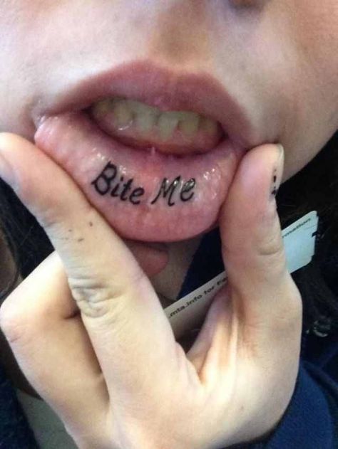 I was ready to do this with Incubus instead Small Lips Tattoo, Inside Lip Tattoos, Bite Me Tattoo, Inner Lip Tattoo, Mouth Tattoo, Me Tattoo, Small Lips, Inspiration Tattoos, Poke Tattoo