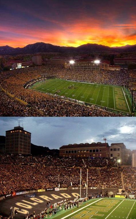 University of Colorado at Boulder Buffaloes - 2 views of Folsom Field - dusk and night Colorado Mesa University, Sko Buffs, Uc Boulder, Folsom Field, Boulder University, Colorado University, Cu Boulder, Colorado Girl, Colorado Boulder