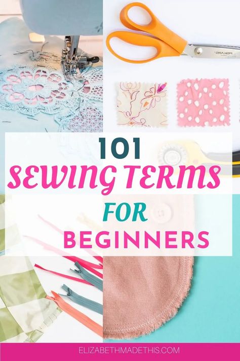 As you learn to sew, you're quickly realize there's a lot of sewing words out there. For every sewing beginner, here is a list of 101 sewing techniques, sewing terms that'll clear up confusion and help you begin to understand how to do many of the things sewists do on a regular basis in their sewing. This list is a must read if you're interested in learning to sew. Couture, Sewing Classes For Beginners, Sewing Machine Beginner, Sewing Piping, Sewing Terms, Teaching Sewing, Sewing Machine Basics, Sewing Pattern Shop, Sewing Courses