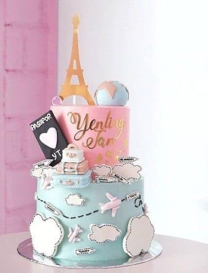 Bolo Paris, Γενέθλια Mickey Mouse, Paris Cakes, Travel Cake, Paris Birthday, Birthday Travel, Pretty Birthday Cakes, Cute Birthday Cakes, Cake Designs Birthday