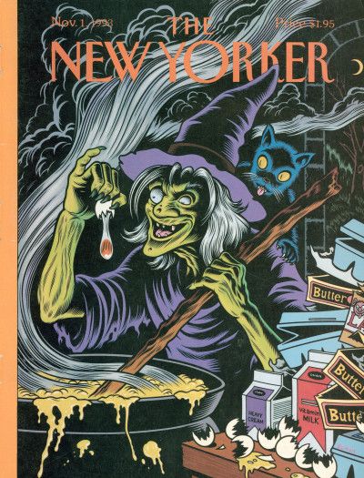 Charles Burns, The New Yorker Magazine, New Yorker Magazine, New Yorker Covers, Halloween Illustration, Halloween Monster, A Witch, Vintage Magazines, Vintage Magazine