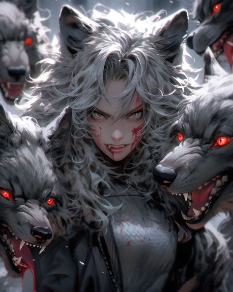 Female Werewolf Art Character Design, Female Hellhound, Wolf Hybrid Human, Lycan Female Werewolves, Alpha Female Wolf, Werewolf Woman, Wolf Lady, Wuxia Art, Wolf Woman