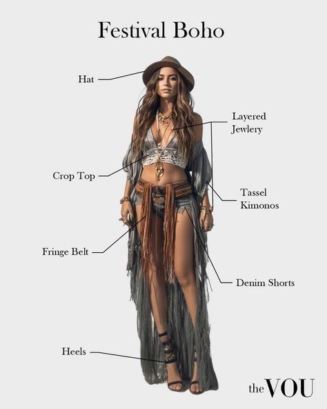 Hippie Music Festival Outfit Ideas, Boho Outfits Festival, Boho Punk Style, Festival Boho Outfit, Crssd Festival Outfit, Boho Punk Outfits, Boho Layering Outfits, Festival Chic Outfit, Free Style Outfit