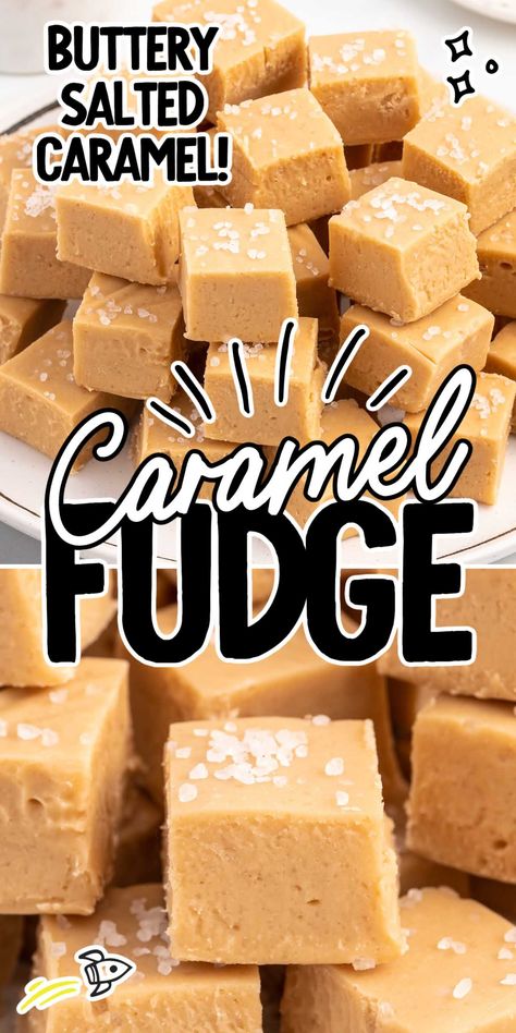 Essen, Carmel Fudge, Caramel Fudge Recipe, Homemade Fudge Recipes, Banana Brownies, Fudge Ingredients, Bite Size Snacks, Salted Caramel Fudge, Food Candy