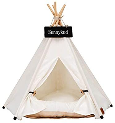 Teepee Dog Bed, Bed With Tent, Canvas Teepee Tent, Dog Teepee, Soft Dog Beds, Pet Teepee, Plush Dog Bed, Dog Tent, Boho Dog