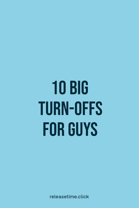 Want to keep your relationships fresh? Discover the top 10 things that can really turn guys off. From habits that annoy to misunderstandings that distance, knowing these can help keep the connection alive. Empower your dating game by avoiding these common pitfalls. Improve your chances of enjoying better interactions by getting familiar with these turn-offs! Understanding what guys find unappealing will guard your romantic bond, ensuring that your love story stays strong and exciting. Turn Offs For Guys, Turn Offs, Lack Of Respect, Lack Of Communication, A Healthy Relationship, Ways To Show Love, Self Reliance, Clear Face, Mutual Respect