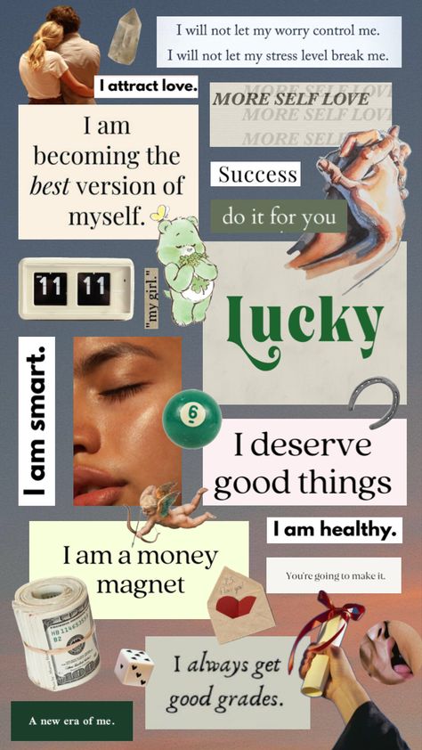 #manifest #moodboards #luck #goodomens #love #happy #green Good Luck Wallpaper, Luck Wallpaper, Relationship Vision Board, Vision Board Themes, Money Wallpaper Iphone, Lucky Wallpaper, Spiritual Wallpaper, Eat Pray Love, Vision Board Manifestation