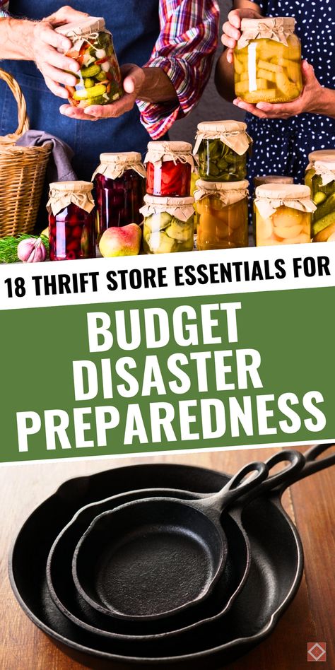 Preparing for disasters? These 18 affordable essentials from Goodwill cover everything from blankets and cookware to water storage options, making emergency preparedness accessible for everyone. Save this pin to gather the best thrifted items for your budget-friendly survival kit. Preparedness For Disaster, Things To Stock Up On For Emergency, Prepping On A Budget, Natural Disaster Preparedness, Emergency Preparedness Binder, Emergency Preparedness Items, Emergency Binder, Learn Skills, Survival Items