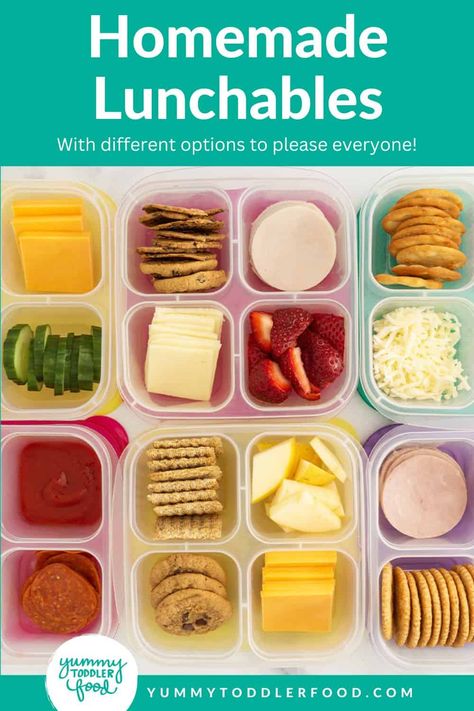 Homemade Lunchables Home Made Lunchables Kids, Homemade Lunchable Ideas, Kids Lunchable Ideas, Homemade Lunchables Kids, Homemade Lunchables, Kids Lunch Ideas, Easy Lunches For Kids, Kids Lunch Box Meals, Preschool Lunch