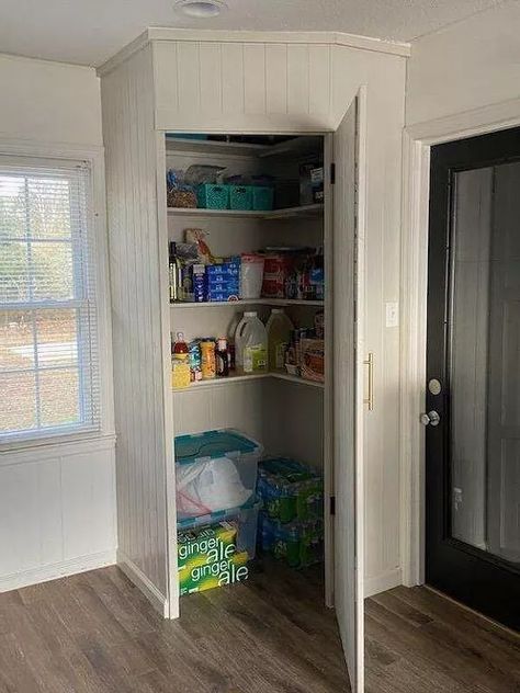 Organisation, Pantry Shelving Units, Diy Pantry Makeover, Pantry Can Organization, Winchester House, Diy Built In, Cookware Storage, Double Sliding Barn Doors, Upper Kitchen Cabinets