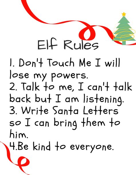 Help the kids follow the Elf on the Shelf Rules with this FREE Elf on the Shelf Rules Printable. Just print it out and hang it on the fridge! Elf On The Shelf Rules, Elf Rules, Elf On Shelf Printables, Elf On Shelf Letter, Santa Letter Printable, Elf Letters, Awesome Elf On The Shelf Ideas, Elf Activities, Be Kind To Everyone