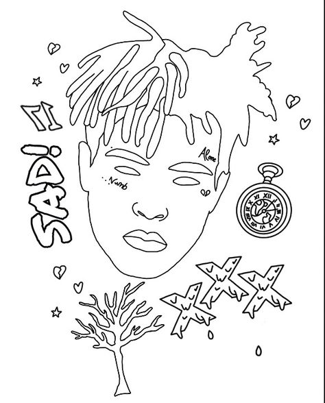 Rap Coloring Pages, Xxxtancion Sketch, Rapper Coloring Pages, Xxxtentaci̇on Drawing Easy, Xxtentaction Drawing, Xxxtentaci̇on Drawing, Print Coloring Pages, Printable Tattoos, Shape Coloring Pages