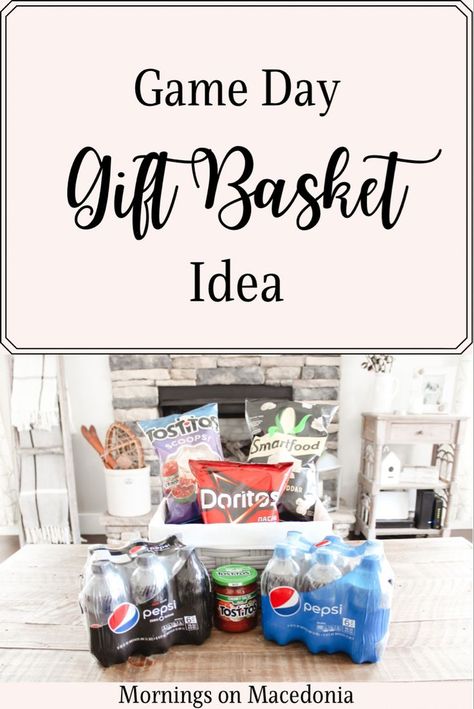 Come see my game day gift basket idea. It's the perfect way to celebrate the Big Game while at home and you can gift it to someone you love! #gameday #gifts #snacks #snack Game Day Gift Basket, Snacks Gift Basket Ideas, Game Day Basket, Tostitos Scoops, Game Basket, Snack Gift Baskets, White Cheddar Popcorn, Cheddar Popcorn, Doritos Nachos