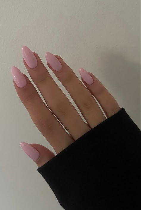 basic light pink nail idea inspo, almond shape Plain Baby Pink Nails, Simple Baby Pink Nails, Plain Acrylic Nails, Almond Nails Pink, Acrylic Nails Almond Shape, Baby Pink Nails, Plain Nails, Light Pink Nails, Punk Nails