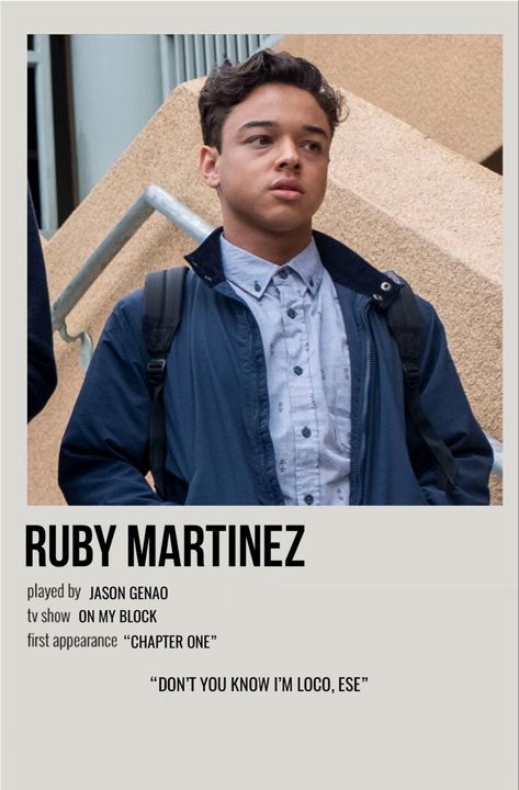 Ruby Omb, Ruby Martinez, Santos Gang On My Block, Movie Character Posters, On My Block, Wanted Movie, Block Quotes, Minimalistic Poster, Chicano Love