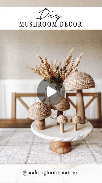 Mushrooms Crafts Diy, Decorating With Mushrooms, Mushroom Decorations Diy, Wood Mushroom Decor, Wooden Mushrooms Diy, Dollar Tree Mushroom Crafts, How To Make Mushrooms Decorations, Autumn Home Decor Diy, Fall 2024 Decor Trends