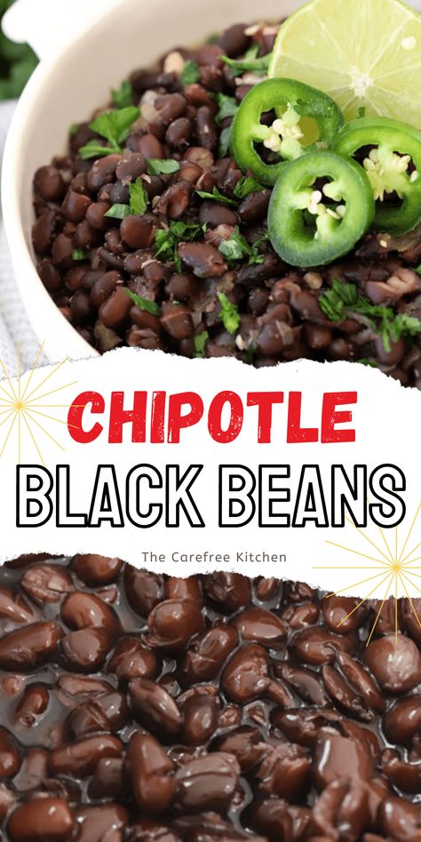 Chipotle Black Beans {Copycat Recipe} Chipotle Black Beans Copycat, Rice Enchiladas, Chipotle Copycat Recipes, Chipotle Recipes, Chipotle Black Beans, Copycat Chipotle, Beans In Crockpot, Dried Black Beans, Black Bean Recipes