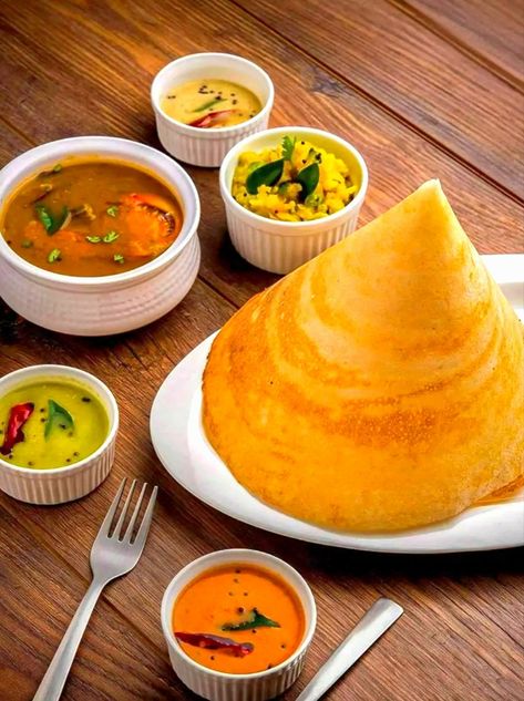 Dosa Dosa Images, Masala Dosa Photography, Dosa Aesthetic, Dosa Photography, Dosa Varieties, Hotel Painting, Veg Soup Recipes, Plain Dosa, Variety Food