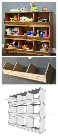 Diy Muebles Ideas, Diy Toy Storage, Diy Rangement, Diy Holz, Wood Plans, Toy Rooms, Woodworking Projects Diy, Kids Playroom, Diy Wood Projects