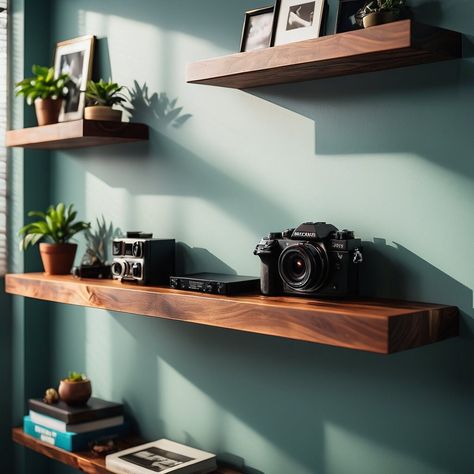 10 FAQs About Floating Shelves Q: "What makes floating wooden shelves a great addition to home decor?" A: Floating wooden shelves provide a versatile and stylish solution for home decor by offering functional storage without sacrificing aesthetics. They can showcase decor items, books, and collectibles, enhancing the overall look of any room.  Q: "How can white floating shelves contribute to a clean and stylish interior?" A: White floating shelves contribute to a clean and stylish interior by adding a sense of lightness and simplicity. They create a neutral backdrop for displaying colorful items, making the space visually appealing.  Q: "In what ways can floating bookshelves be utilized for both storage and display purposes?" A: Floating bookshelves are excellent for storage and display. T Shelves On Wall Ideas, Floating Shelves Behind Desk, Floating Shelves Same Color As Wall, Modern Bedroom Shelves, Great Room Floating Shelves, Flaoting Shelves, Shelves Desk, Floating Shelf In Office, Small Room Shelves