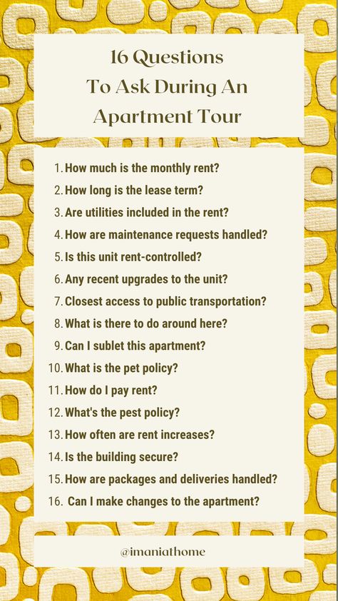 Looking For Apartments Tips, Rent Budget First Apartment, First Time Apartment Checklist Renting, First Apartment Budget Tips, First Apartment Checklist Couples, Renting Apartment Tips, Preparing For First Apartment, First Apartment Questions To Ask, Questions To Ask When Apartment Hunting