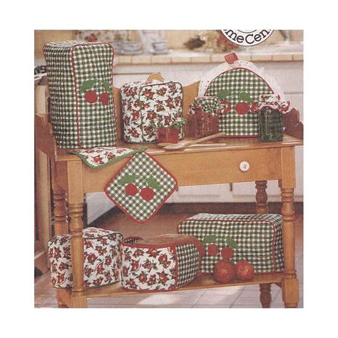 1990s Kitschy Kitchen Covers Pattern McCalls 7568 Home Jar Lid Cover, 90s Kitchen, Toaster Cover, Kitschy Kitchen, Appliance Covers, Mccalls Sewing Patterns, Tea Cozy, Mccalls Patterns, Country Farmhouse Decor