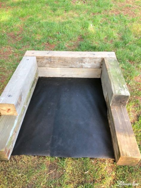 Railroad Ties Horseshoe Pit, How To Make A Horse Shoe Pit, Diy Horse Shoe Pits, How To Build A Horseshoe Pit, Horseshoe Pits Backyard, Horse Shoe Game How To Build, Inexpensive Backyard Ideas Diy, Regulation Horseshoe Pit, Horse Shoe Game