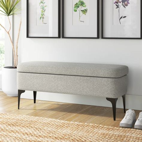 Wade Logan® Ameelya 100% Polyester Upholstered Storage Bench & Reviews | Wayfair Bedroom Benches Master Storage, Bankette Seating, Footboard Bench, Upholstered Bench Seat, Flip Top Storage Bench, Transitional Spaces, Entry Bench, Plant Room, Modern Style Design