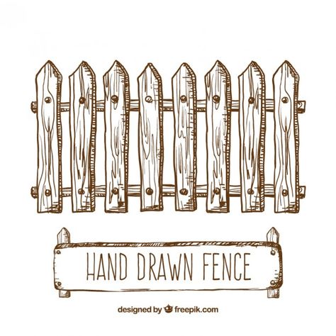 White Picket Fence Illustration, White Picket Fence Drawing, Old Fences Drawing, How To Draw A Fence, Picket Fence Tattoo, Picket Fence Drawing, Fences Drawing, Fence Drawing Easy, Fence Sketch