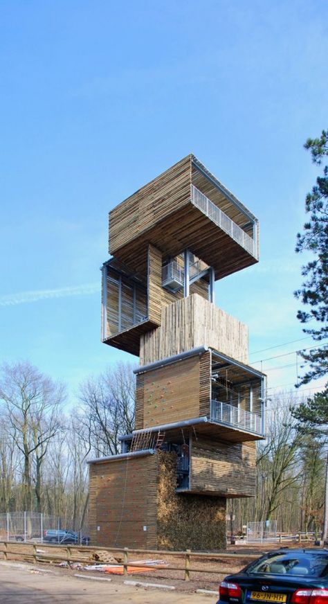 voyeurism and architecture > watching tower by Dutch architects ateliereenarchitecten Bird Watching Tower, Viewing Tower, Landscape Structure, Tower House, Tower Design, Watch Tower, Architecture Exterior, Bird Watching, Amazing Architecture