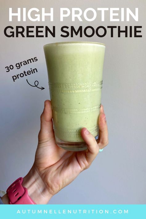 The High Protein Green Smoothie Recipe To Kickstart Your Wellness Goals High Protein Green Smoothie, Green Protein Smoothie Recipes, Green Protein Shake, Green Smoothie Recipes Breakfast, Green Smoothie Protein, Protien Smoothies Recipes, Green Protein Smoothie, Smoothie Combos, Vanilla Protein Shake