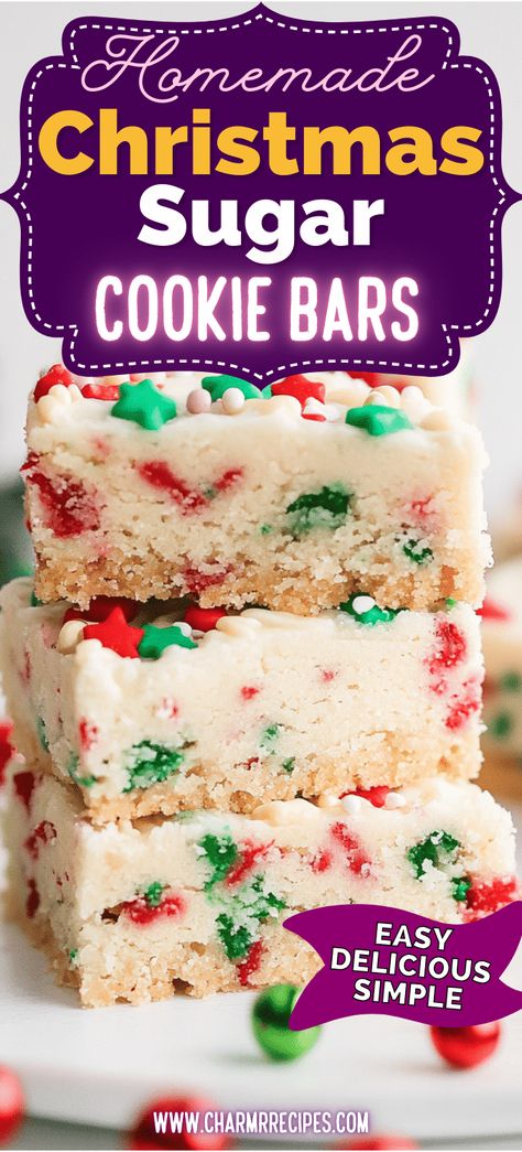 Christmas Sugar Cookie Bars Christmas Mm Cookie Bars, Butter Cookie Bars Easy, Best Santa Cookies, Cookies Using Sugar Cookie Dough, Sugar Cookie Loaf Cake, Quilt Block Sugar Cookies, Birthday Sugar Cookie Bars, Shortbread Squares Christmas, Sugar Cookies Bars Recipe