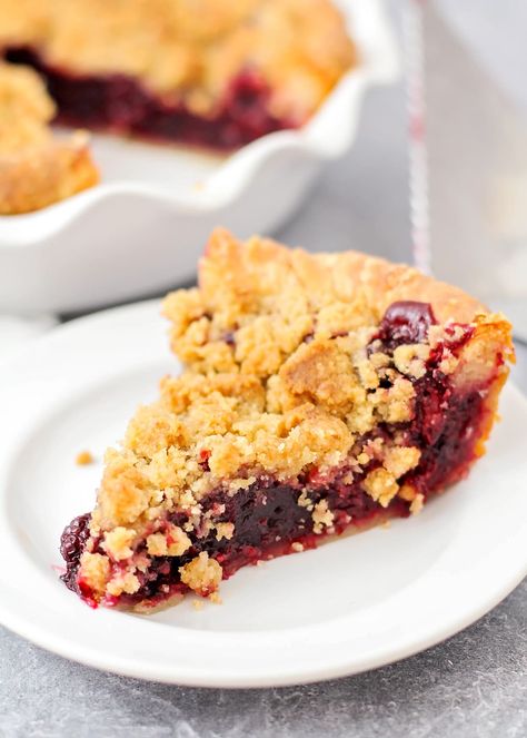 Blackberry Pie Homemade Blackberry Pie, Easy Blackberry Pie Recipe, Best Blackberry Pie Recipe, Blackberry Pie Recipe, Blackberry Crumble Pie Recipes, Seedless Blackberry Pie, Triple Berry Pie, Blackberry Pie, Pork Salad