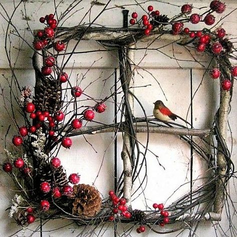 Square Wreath, Christmas Door Decoration, Natural Christmas Decor, Christmas Door Wreaths, Diy Fall Wreath, Natural Christmas, Christmas Garden, Christmas Door Decorations, Christmas Wreaths Diy