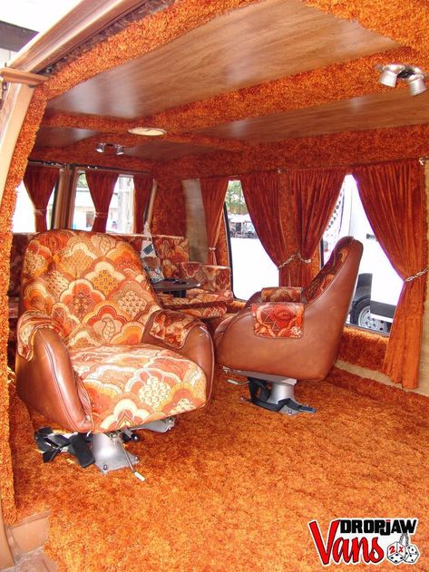 Shag Wagon, Hippie Van Interior, Hippie Car Interior, Paint Flames, Chevy G20, Custom Van Interior, 70s Van, Retro Vans, Hippie Vans