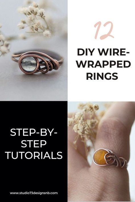 Wire Weaving Ring, Simple Wire Wrapped Jewelry, Bead And Wire Jewelry, Wire Rings Ideas, Wire Wrapped Jewelry Rings, Diy Jewlry, Diy Wire Wrapped Rings, Wire Rings Tutorial, Diy Wire Rings