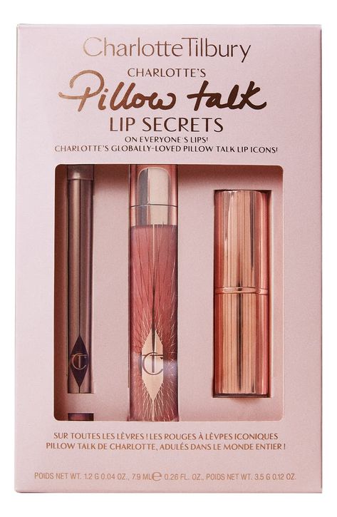 Charlotte Tilbury Pillow Talk Lip Secrets Set ($91 Value) | Nordstrom Charlotte Tilbury Lip Set, Charlotte Tilbury Gift Set, Unrealistic Wishlist, Charlotte Tillbury, Revolution Lipstick, Charlotte Tilbury Pillow Talk, Cosmetic Gift Set, Charlotte Tilbury Makeup, Natural Wedding Makeup