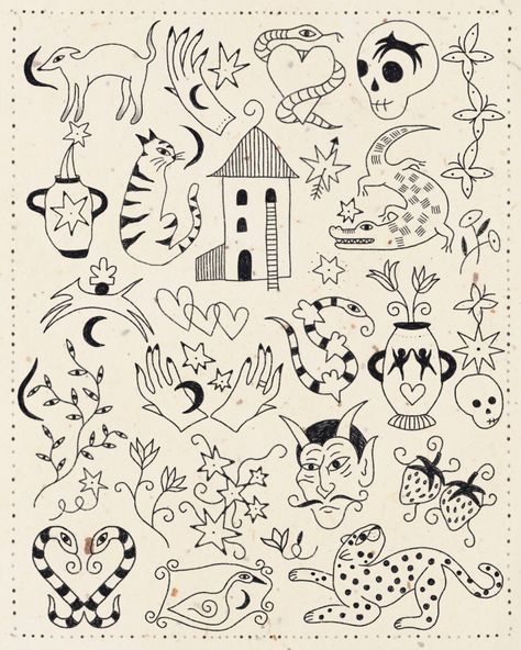 #illustrator #tattooartist Coraline Flash Sheet, Winter Tattoo Flash, Stick And Poke Tattoo Flash, Nature Flash Tattoo, Stick And Poke Flash, Easy Flash Tattoo, 90s Flash Tattoo, Small Tattoo Flash, Handpoke Flash