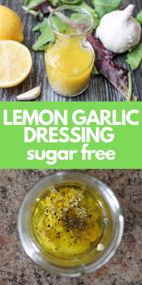 Lemon Juice Salad Dressing Healthy, Healthy Garlic Dressing, Eating Well Lemon Garlic Vinaigrette, Lemon Garlic Vinaigrette Salad Dressings, Salad Dressing Recipes Garlic, Heart Healthy Dressing Recipes, Vegetarian Salad Dressing Recipes, Healthy Lemon Dressing, Zero Sugar Salad Dressing