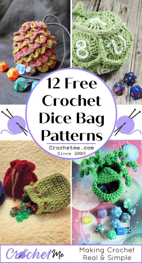 12 Free Crochet Dice Bag Patterns | Dragon Egg Dice Bag Pattern Crochet Dice Bag, Crochet Dice, Crochet Game, Crochet Phone Cases, Crochet Mignon, Confection Au Crochet, Crochet Dragon, Crochet Design Pattern, Crochet Clutch