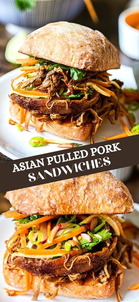 Asian Pulled Pork, Radish Slaw, Pulled Pork Sauce, Pork Sandwich Recipes, Pork Pulled, Chinese Five Spice, Carrot Zucchini, Easy Delicious Dinners, Pulled Pork Sandwiches