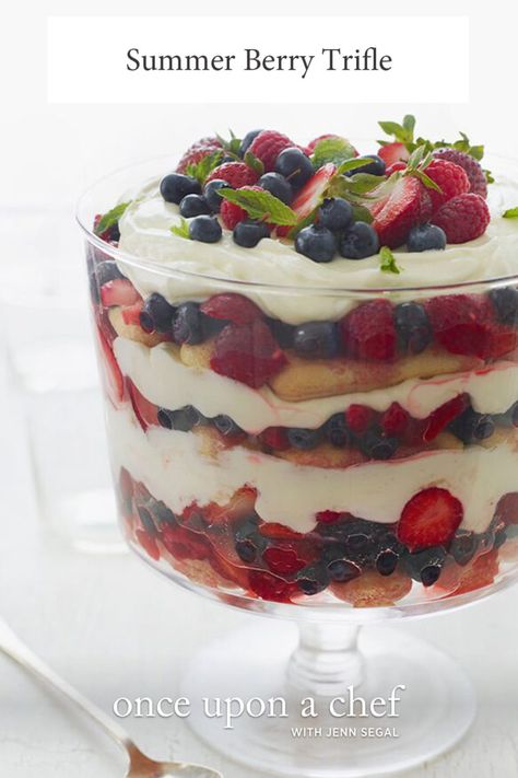 Trifle Bowl Desserts, Berry Tiramisu, Easy Trifle, Once Upon A Chef, Berry Trifle, Trifle Dish, Trifle Bowl, Trifle Desserts, 4th Of July Desserts