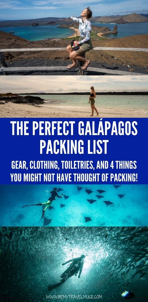 Click to find out what you should pack for your trip to the Galápagos. This perfect Galápagos packing list has all of the gear, clothing, toiletries, and 4 things you might not have thought of packing. #Galápagos Packing List For Island Vacation, Galapagos Packing List, Galapagos Islands Outfits, Galapagos Cruise, Galapagos Islands Travel, Peru Trip, Cruise Packing List, Galapagos Ecuador, Cruise Packing