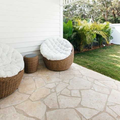 Crazy Paving Alfresco, Outdoor Paved Patio Ideas, Crazy Pave Courtyard, Crazy Pave Front Entrance, Tile Cloud Crazy Paving, Paved Courtyard Ideas, Crazy Pave Entry, Outdoor Crazy Paving, Crazy Pavers Pool