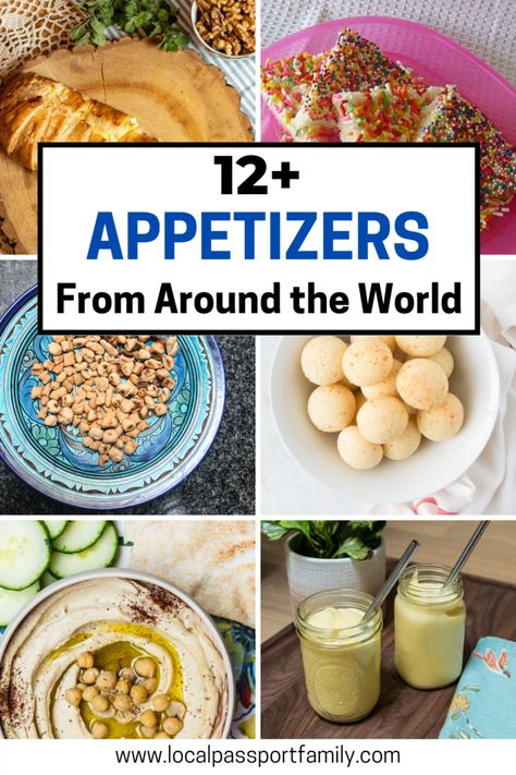 New Year's Eve with Kids: Easy Appetizers From Around the World | Local Passport Family Foods From Around The World Party, Around The World Appetizer Party, Around The World Charcuterie Board, Easy Around The World Recipes, Finger Foods From Around The World, Easy Dishes From Around The World, Around The World Menu Ideas, International Party Food, Food Around The World Party