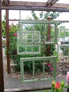 Window Arbor, Repurposed Shutters, Open Closets, Recycled Windows, Old Window Projects, Backyard Garden Layout, Backyard Garden Landscape, Window Projects, Antique Windows