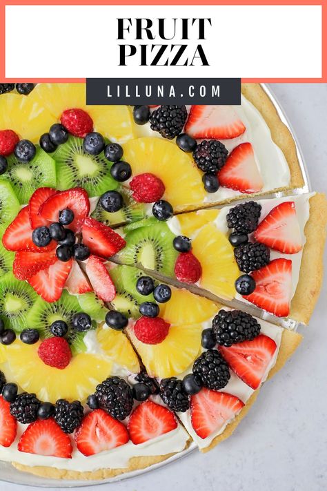 Fruit pizza is an all-time favorite that starts with a sugar cookie crust and is completely customizable with your favorite fruit. #bestfruitpizza #fruitpizza #fruitpizzarecipe #easydessert #healthydessert 4th Of July Fruit Pizza, Best Fruit Pizza, 4th Of July Fruit, Oatmeal Crust, Healthy Fruit Pizza, Amazing Snacks, Easy Fruit Pizza, Healthy Fruit Desserts, Sugar Cookie Crust