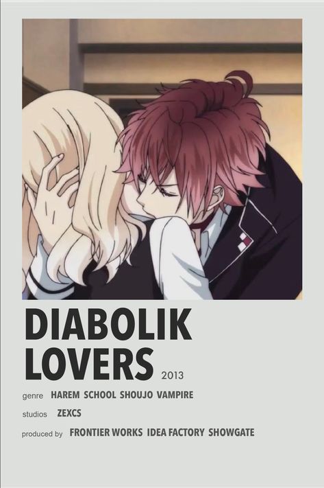 Diabolik Lovers Minimal anime poster Anime Websites, Best Romance Anime, Anime Suggestions, Animes To Watch, Poster Anime, رعب نفسي, Film Anime, Anime Printables, Anime Watch